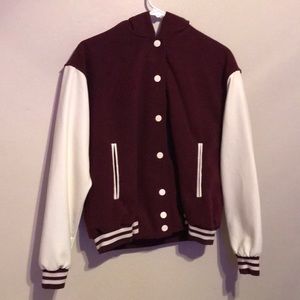Burgundy Letterman Hoodie
